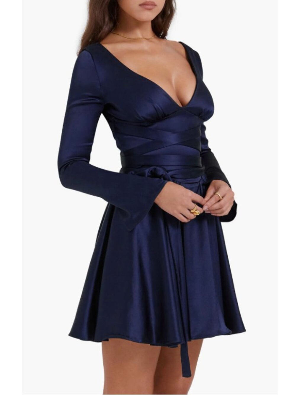 House of CB Dominique Navy Plunge Mini Dress (Bigger Cup) - Picture 4 of 8